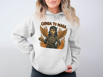 Chinga Tu Maga Graphic Hoodie with Flaming Wings product