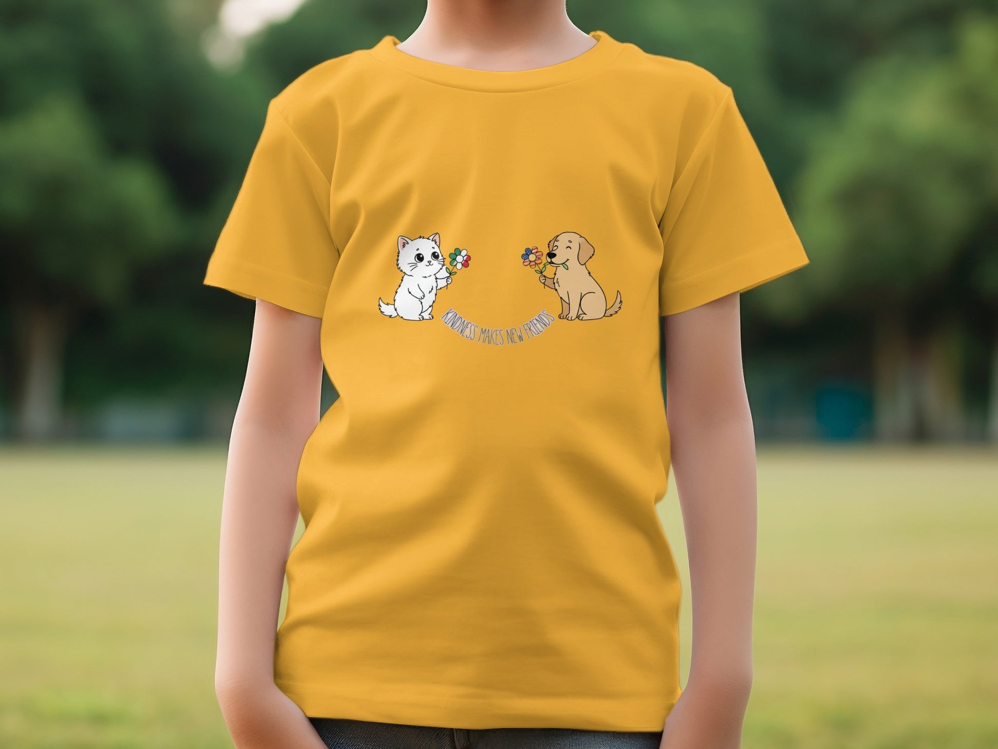 Adorable Dog and Cat Flower Exchange T-shirt