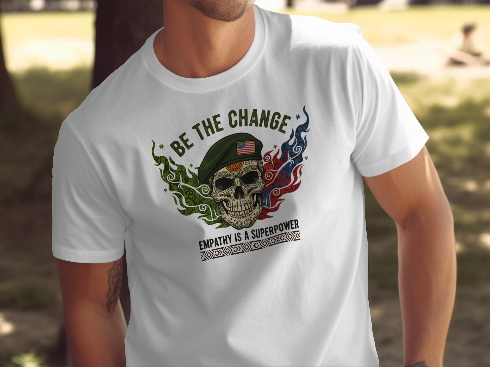 Be The Change Skull Design Empathy Superpower Shirt