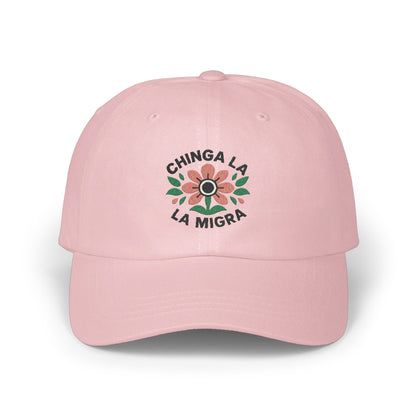 Chinga La Migra Pink Hat with Floral Design product type