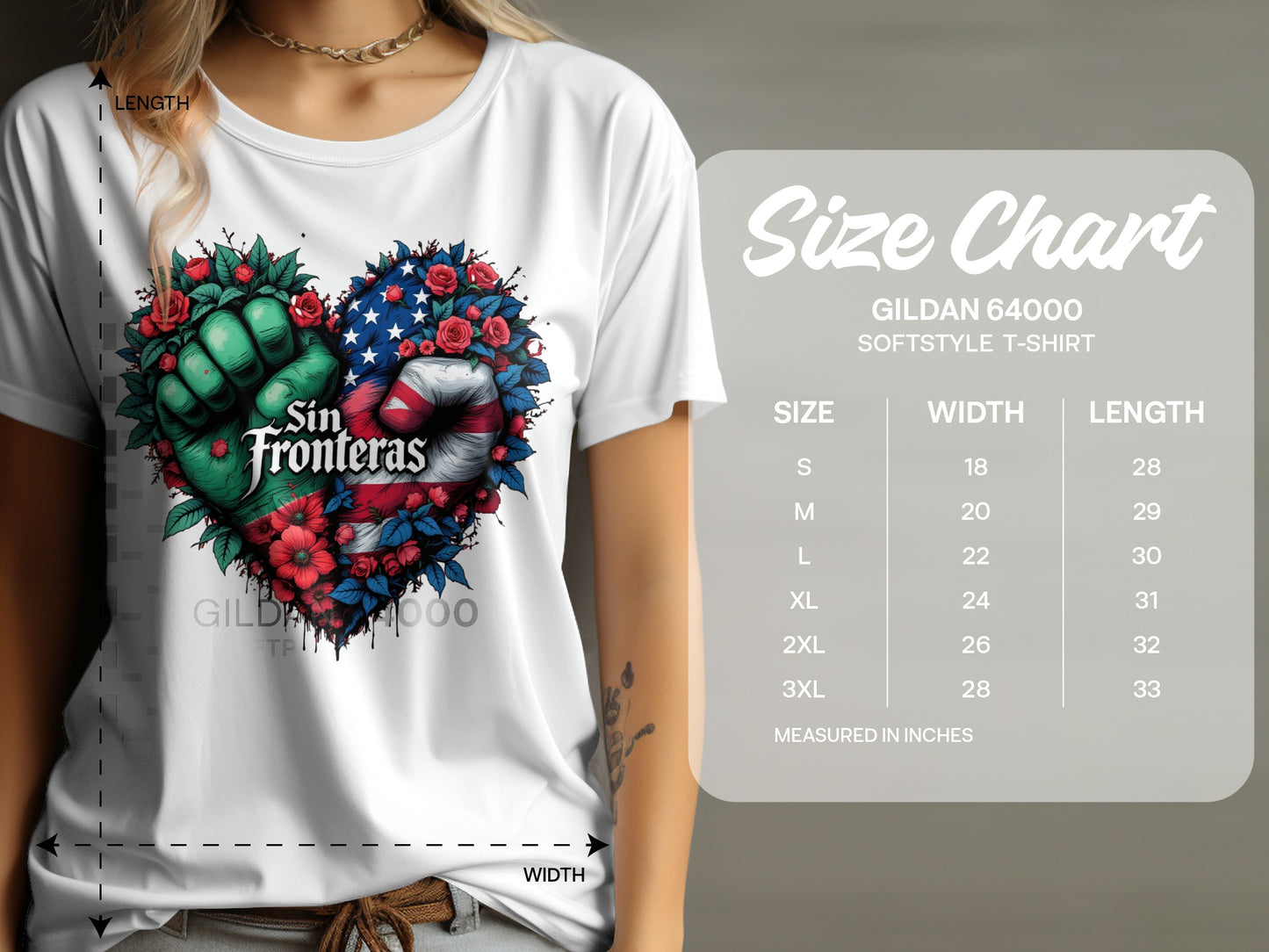 Sin Fronteras Heart Graphic Softstyle T-shirt product type