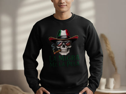 La Migra Me La Pela Skull Design Sweatshirt product