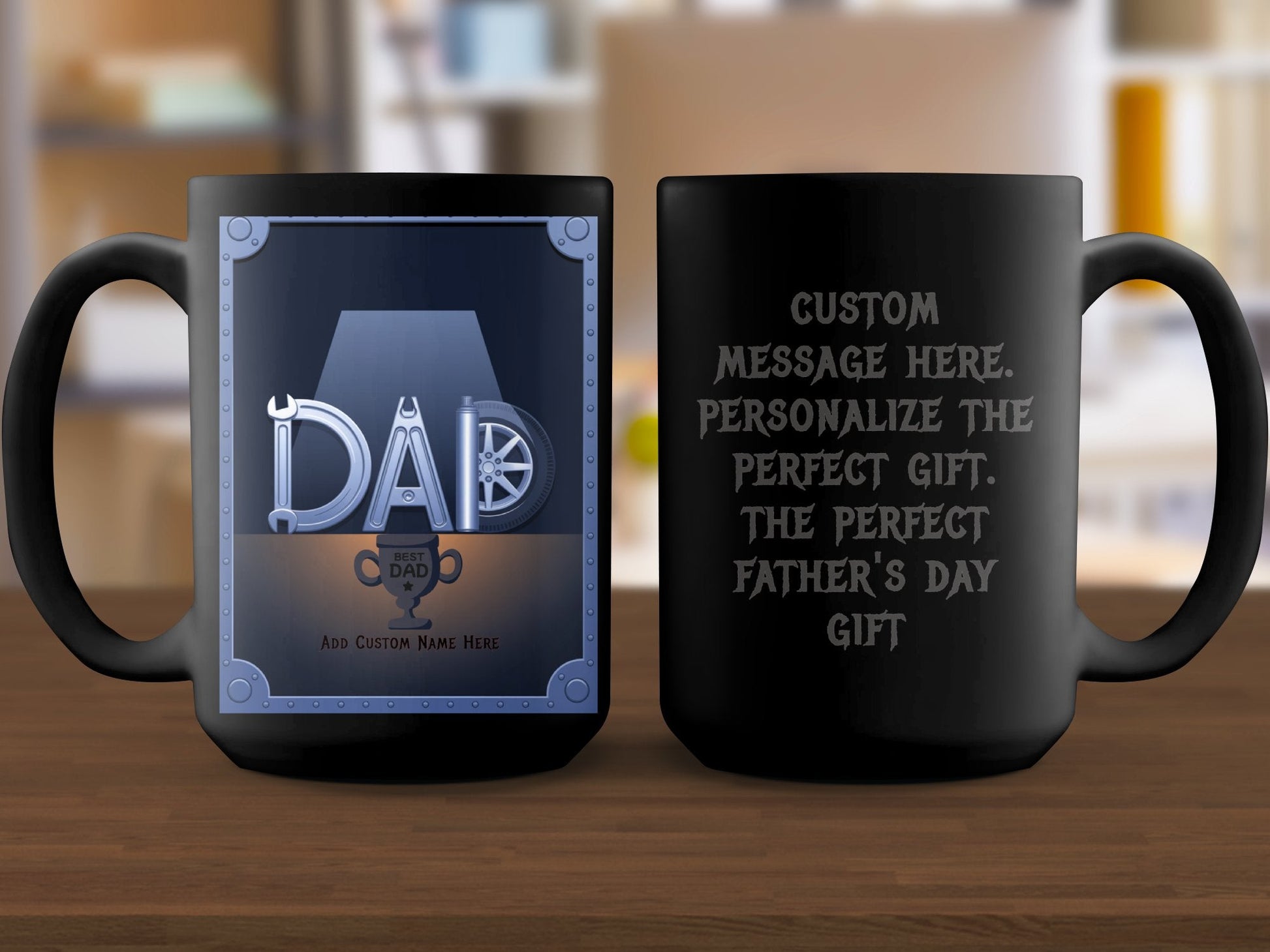 Personalized Father's Day Custom Black Mug product