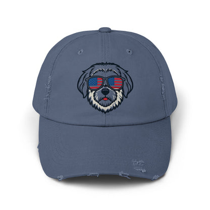 American Sunglasses Dog Designed Distressed Baseball Cap product