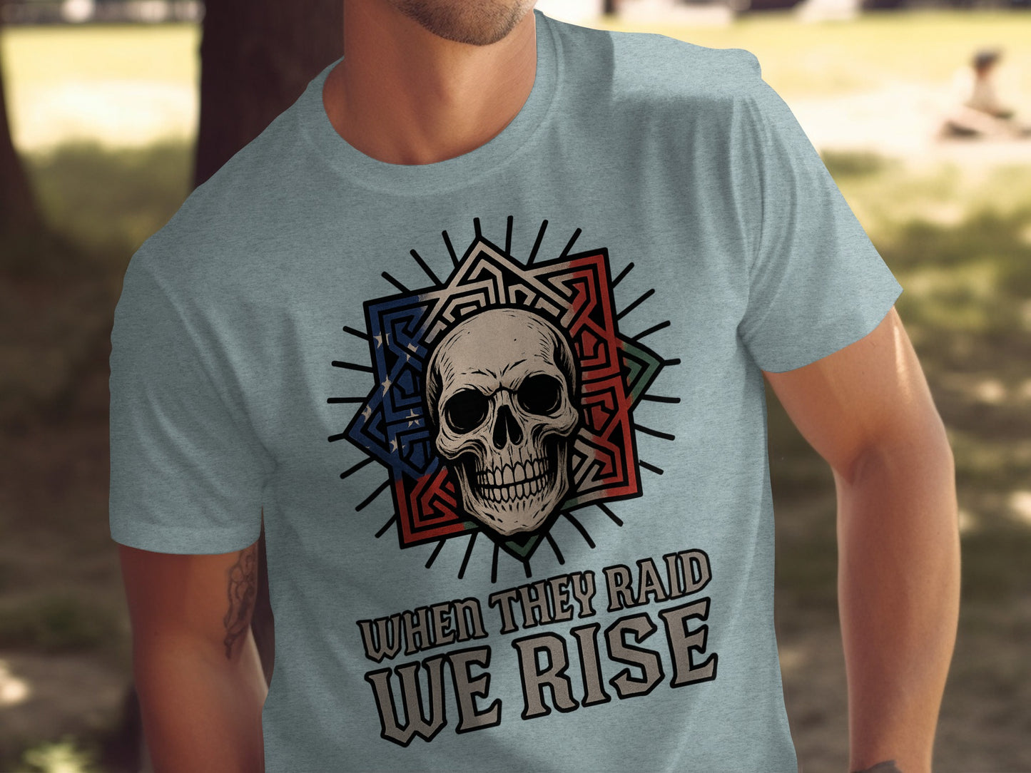 When They Raid We Rise Skull Graphic T-shirt