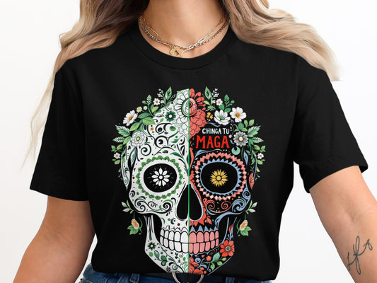 Vibrant Floral Skull Graphic Short Sleeve Tee product