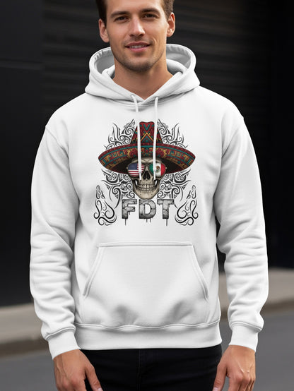 Artistic Skull Design with Mexican Hat Hoodie