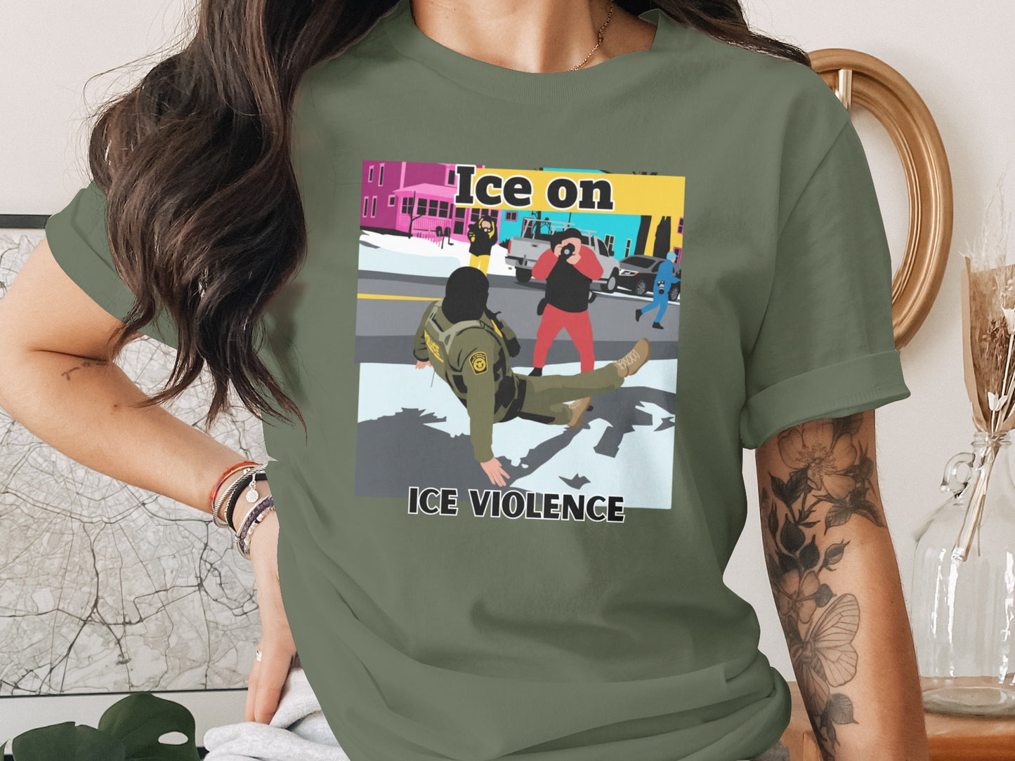 Ice on ICE Violence Graphic Tee Statement Piece