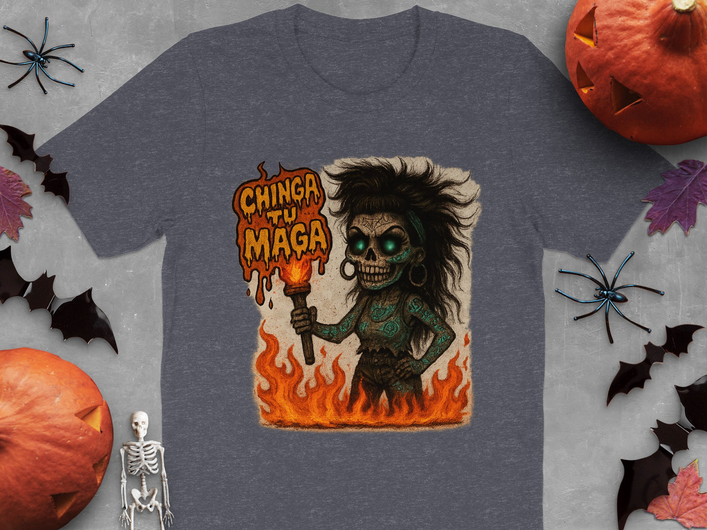 Chinga Tu Maga Skeleton Holding Torch T-shirt product