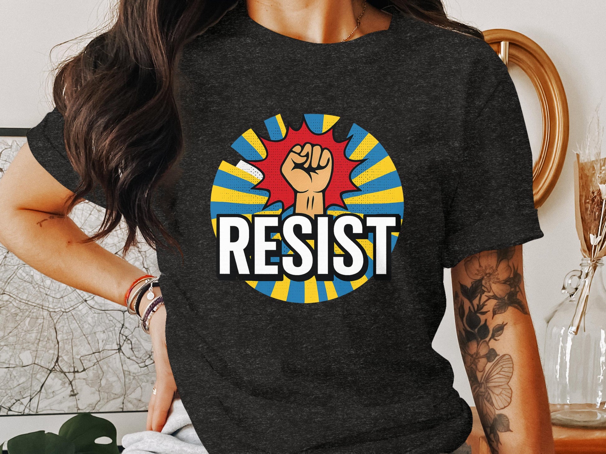 RESIST Fist Raised Graphic Print Statement Shirt product type