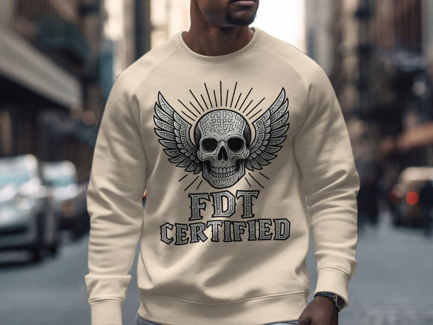 FDT Certified Winged Skull Graphic Sweatshirt