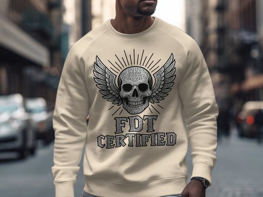 FDT Certified Winged Skull Graphic Sweatshirt