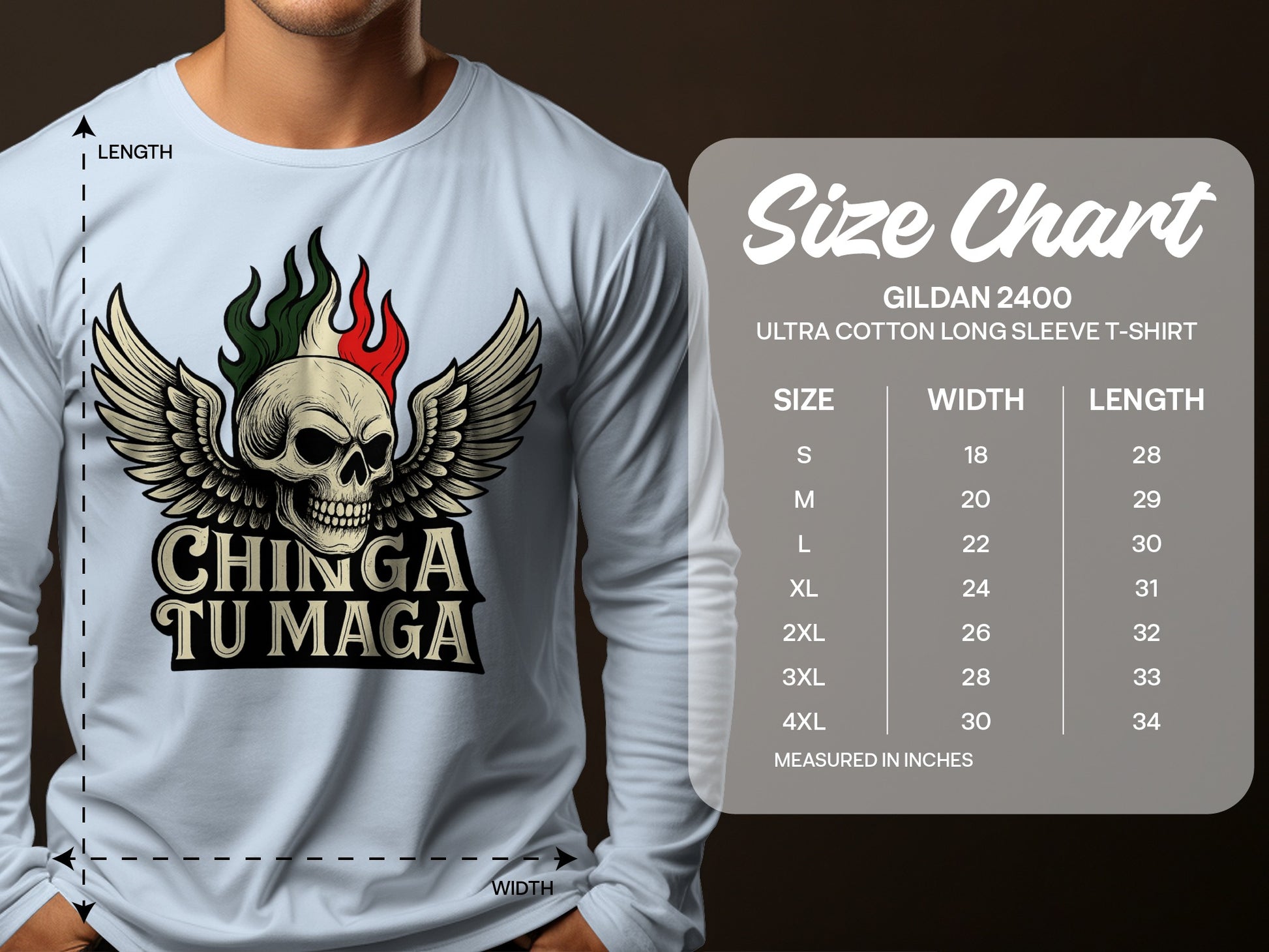 Chinga Tu Maga Winged Skull Long Sleeve T-shirt