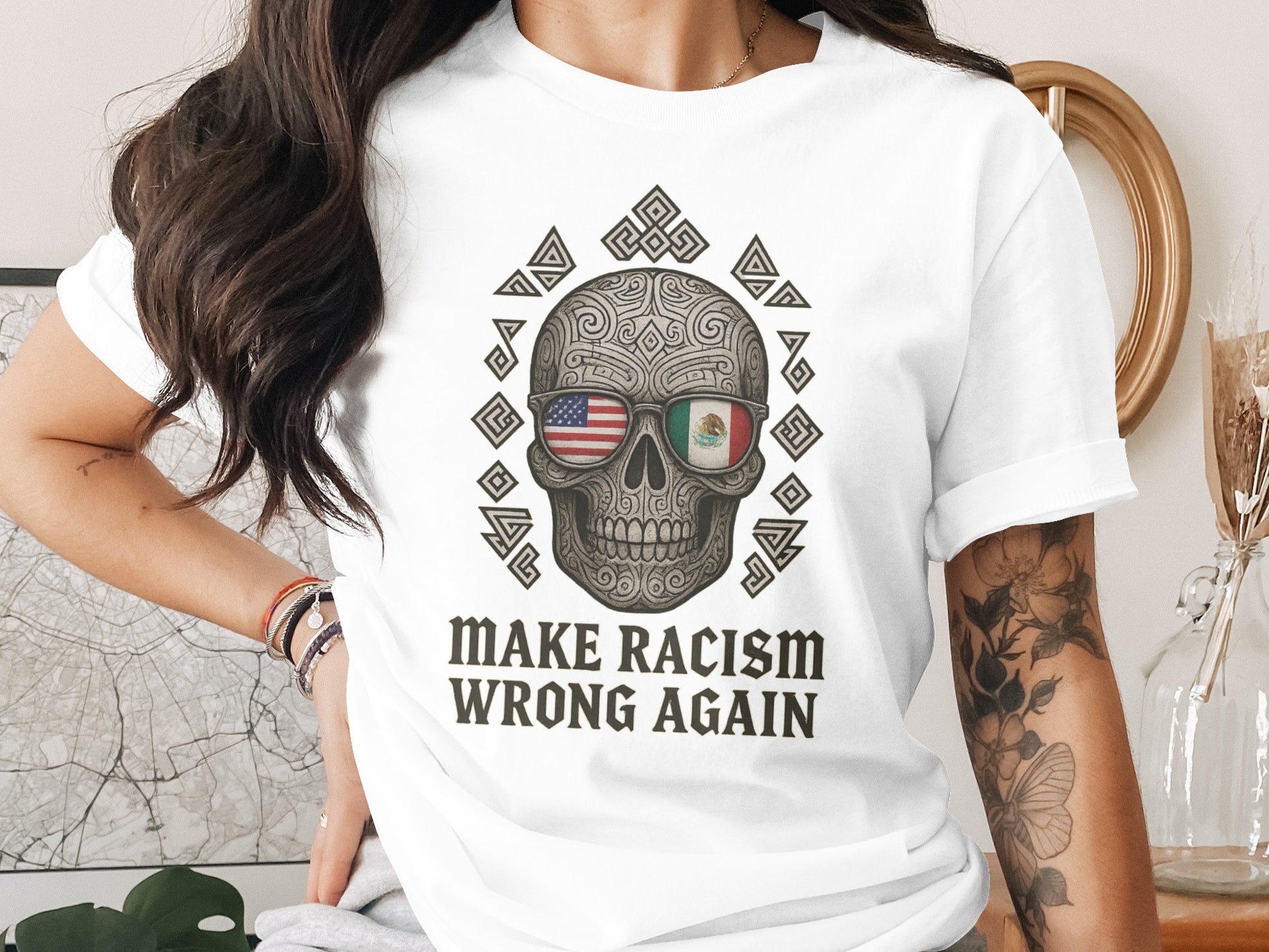Make Racism Wrong Again Skull Design Shirt