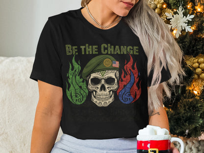 Be The Change Skull Graphic Tee for Trendy Outfits