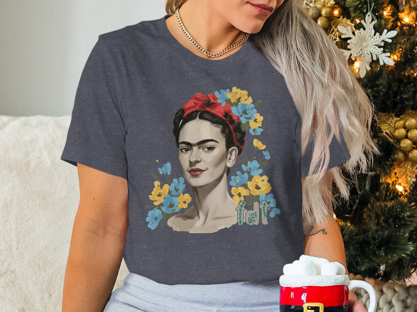 Artistic Portrait T-shirt with Floral Design