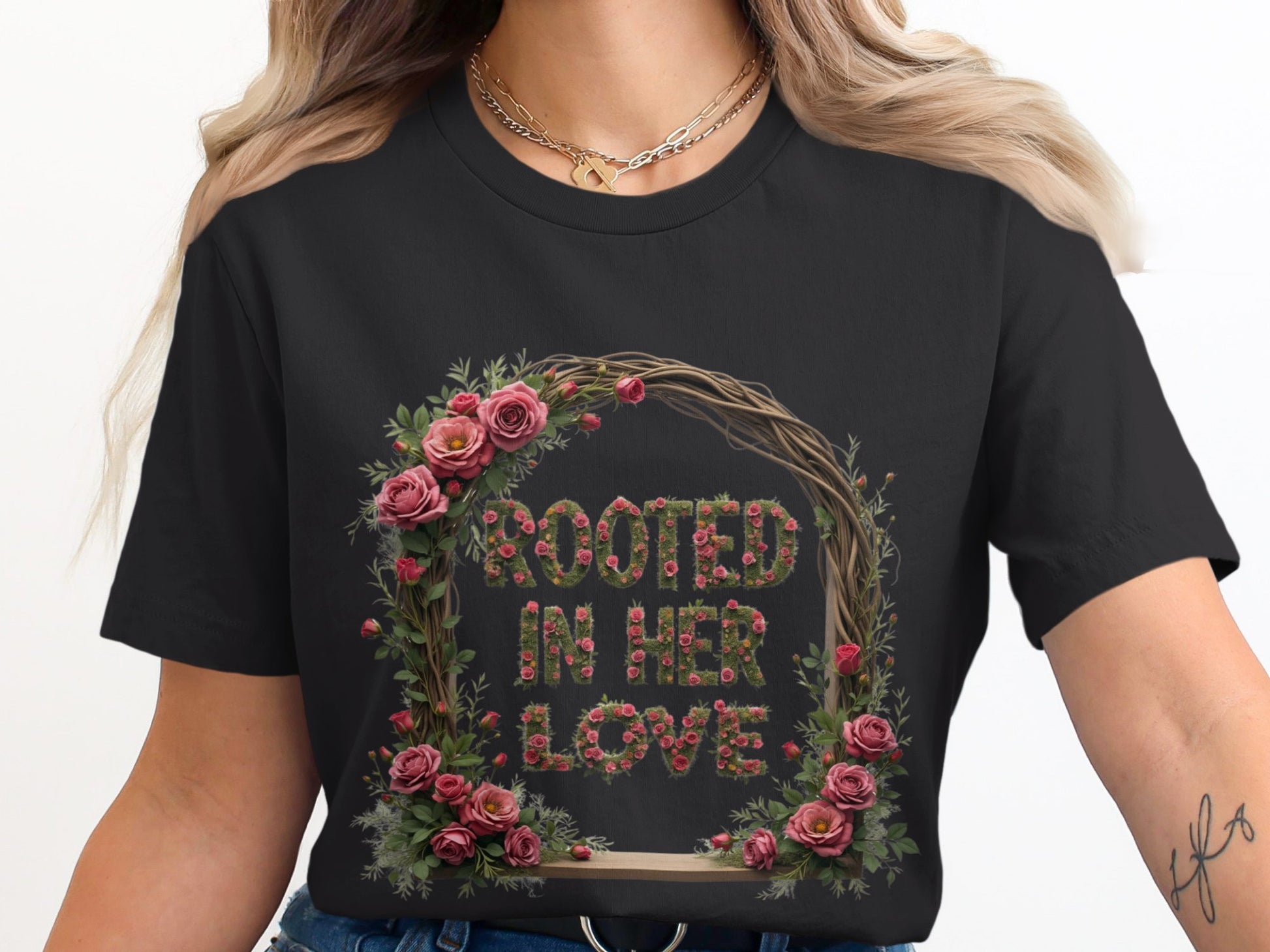 Rooted In Her Love Floral Wreath Graphic Tee product