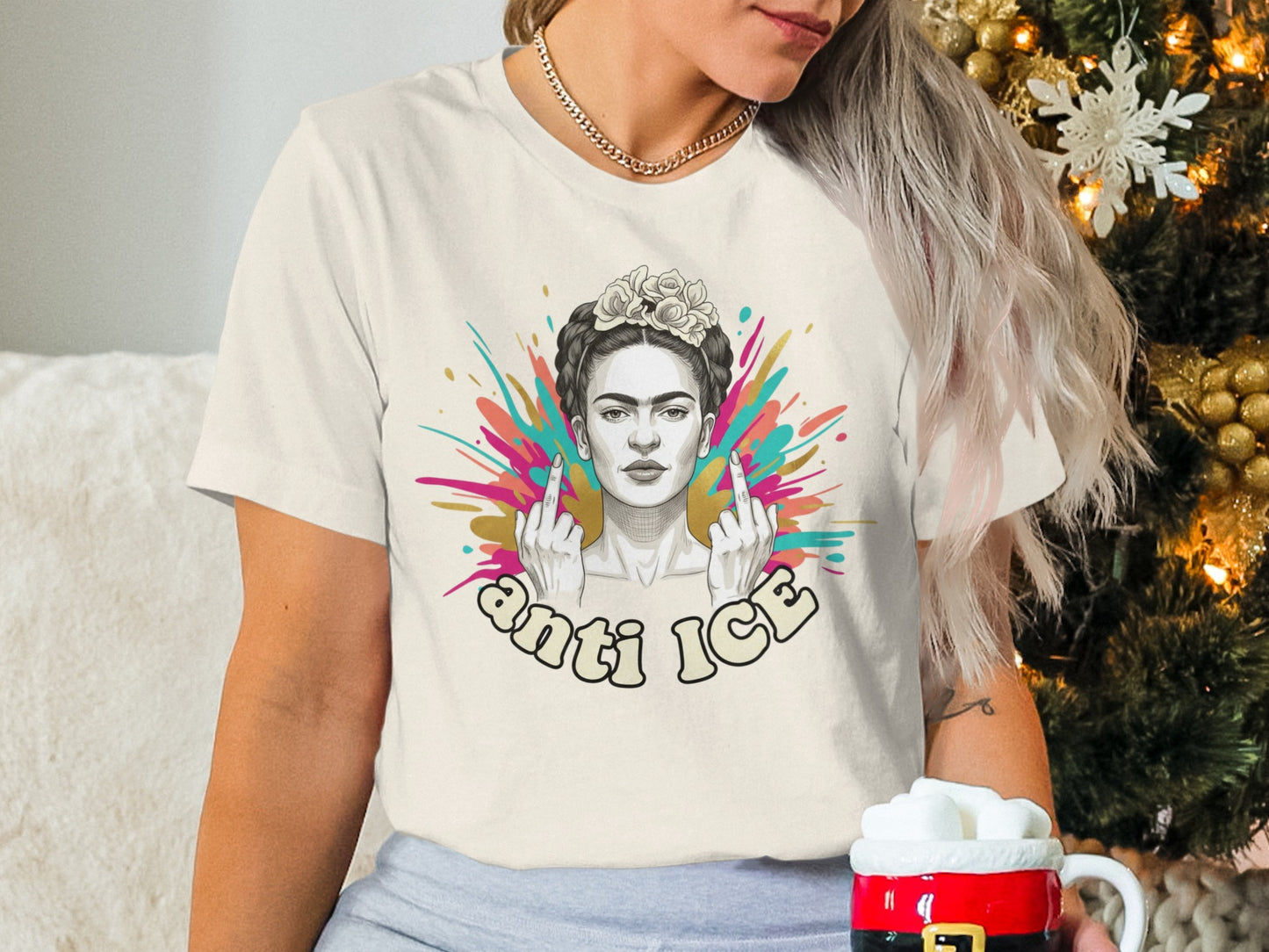 Anti ICE T Shirt with Colorful Splash Artwork