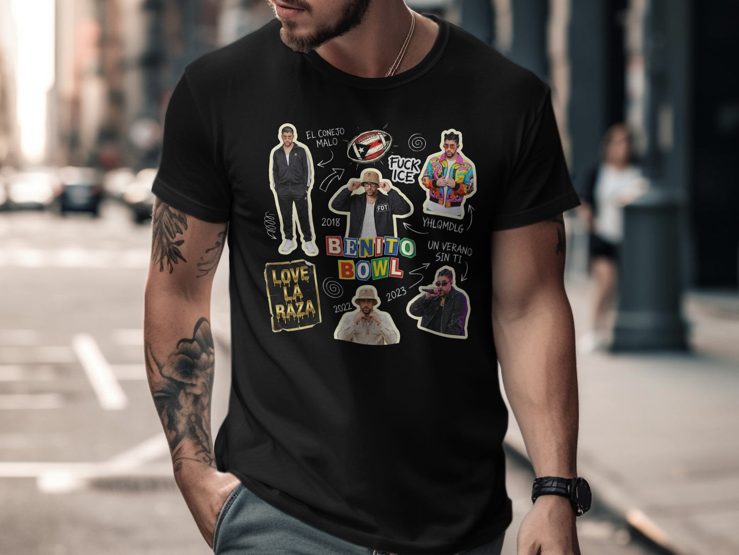 Diverse Artistic Illustrations Charcoal Black Shirt