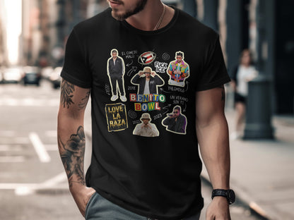 Diverse Artistic Illustrations Charcoal Black Shirt