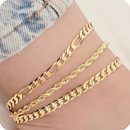 Elevate Your Style with Waterproof 14K Gold Plated Stainless Steel Anklets - Stunning Cuban Link, Figaro, Rope, and Snake Designs for Women and Girls