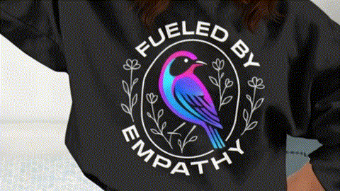 Fueled by Empathy Colorful Bird Graphic Sweatshirts