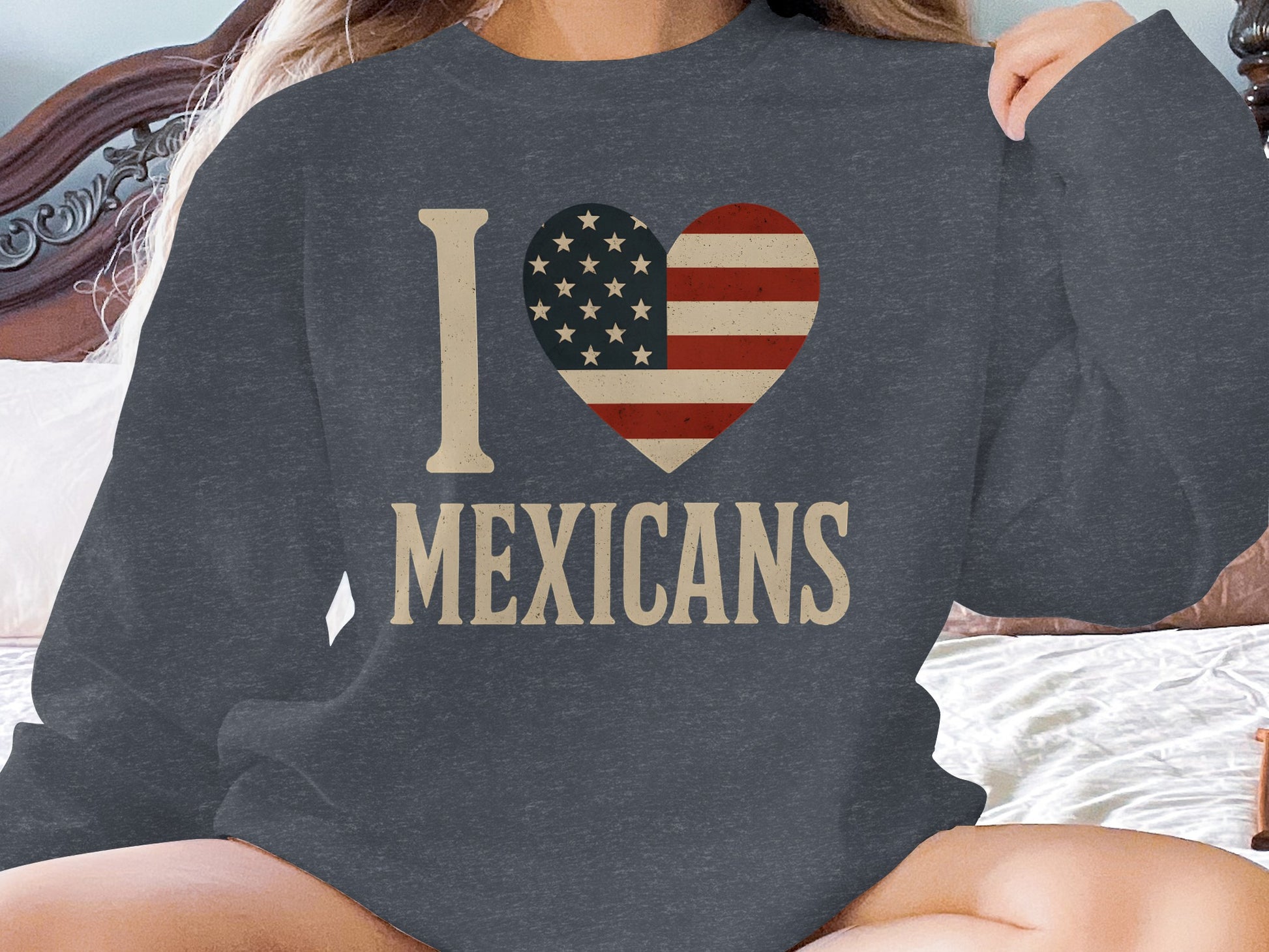 I Love Mexicans USA Flag Heart Design Sweatshirt product
