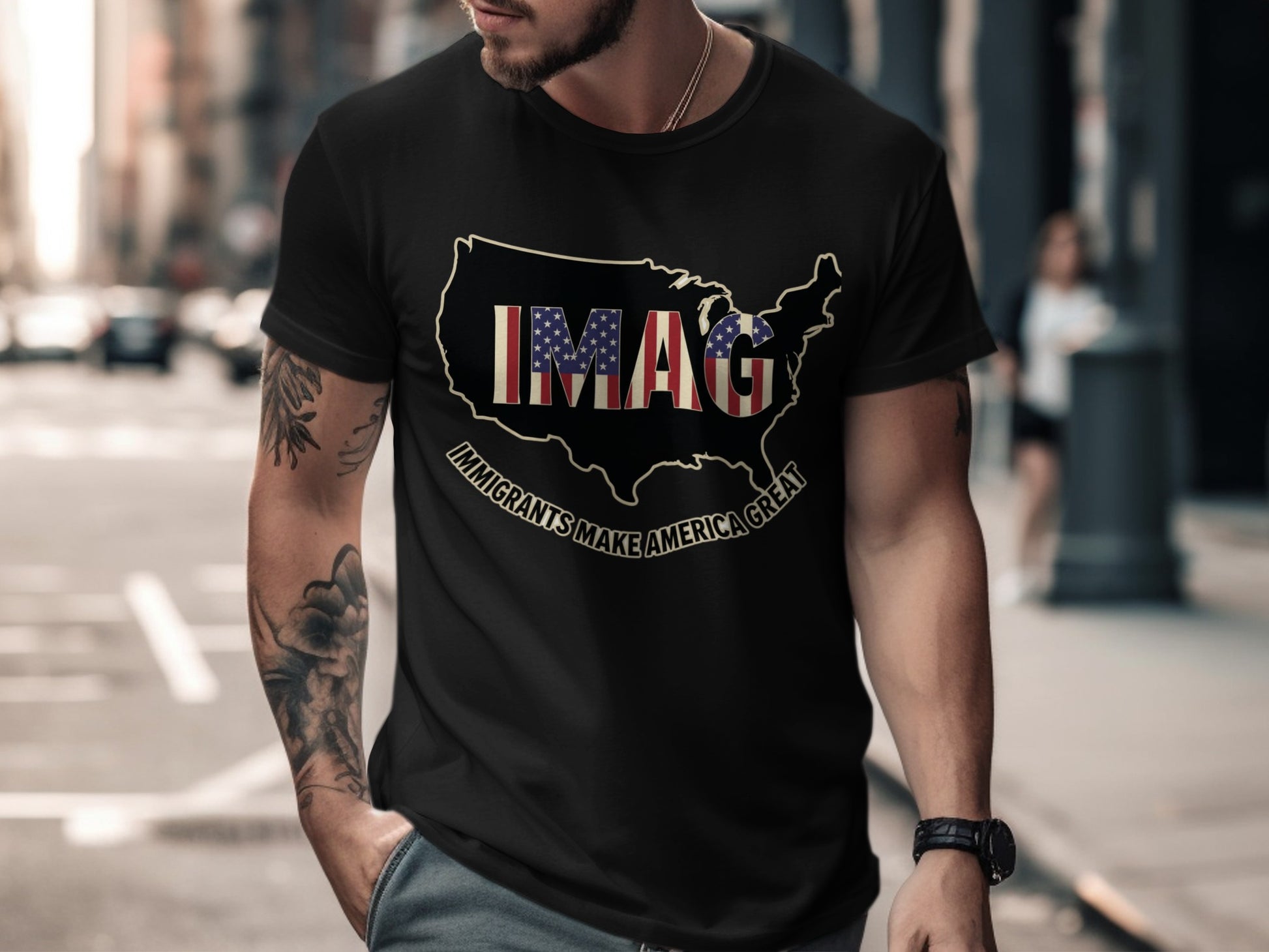 Immigrants Make America Great USA map shirt product