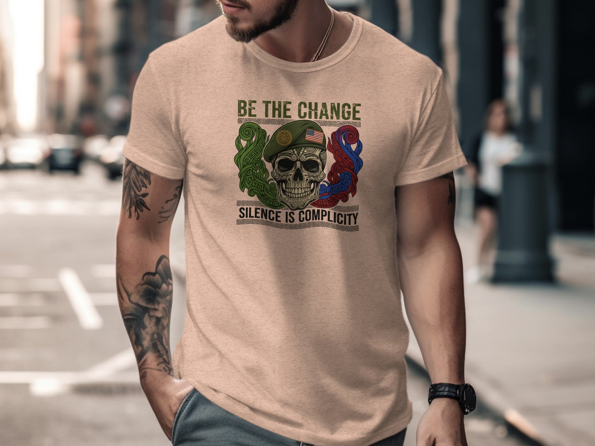 Be The Change Silence Is Complicity Skull T-shirt