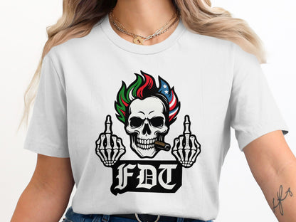 FDT Skull with Fire and Skull Hands Graphic Shirt