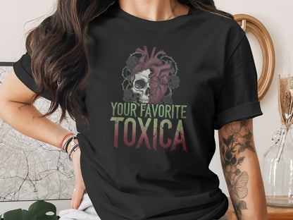 Your Favorite Toxica Skull Heart Roses T-Shirt