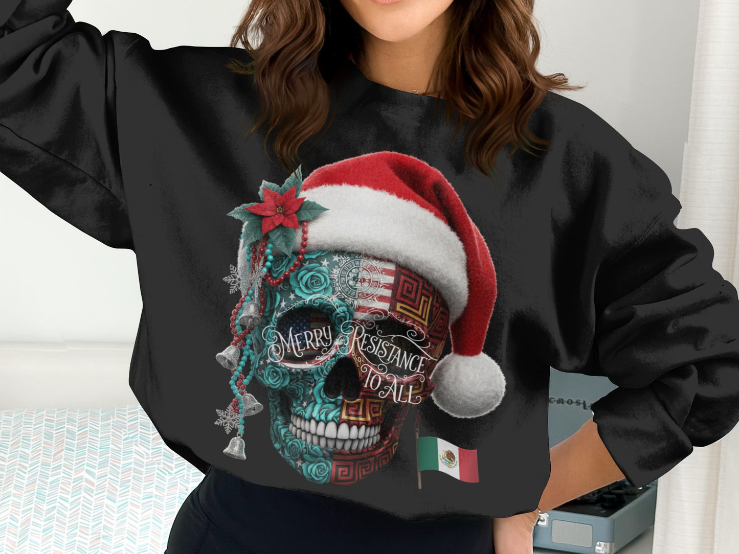 Merry Resistance to All Skull Sweatshirt