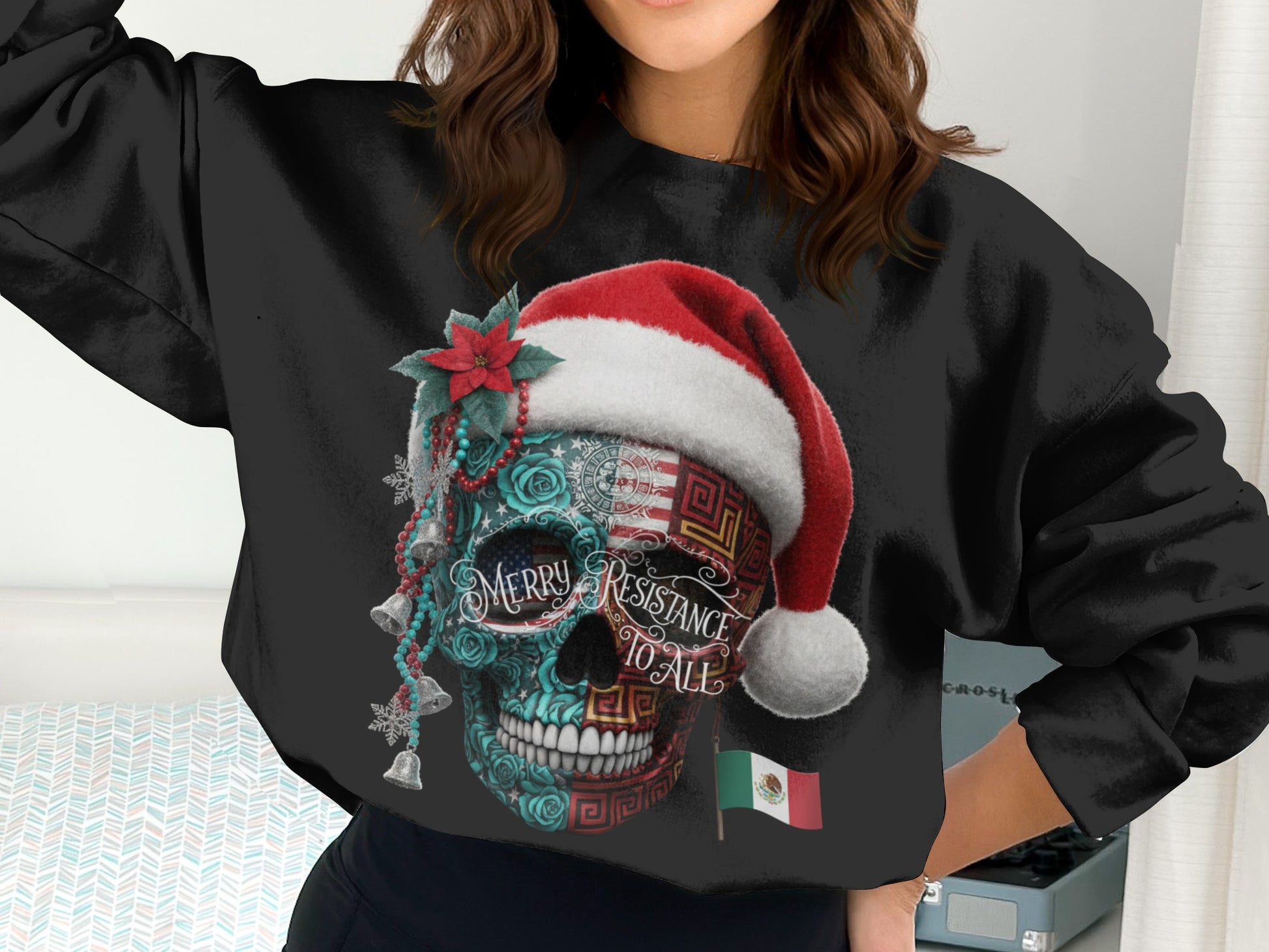 Merry Resistance to All Skull Sweatshirt