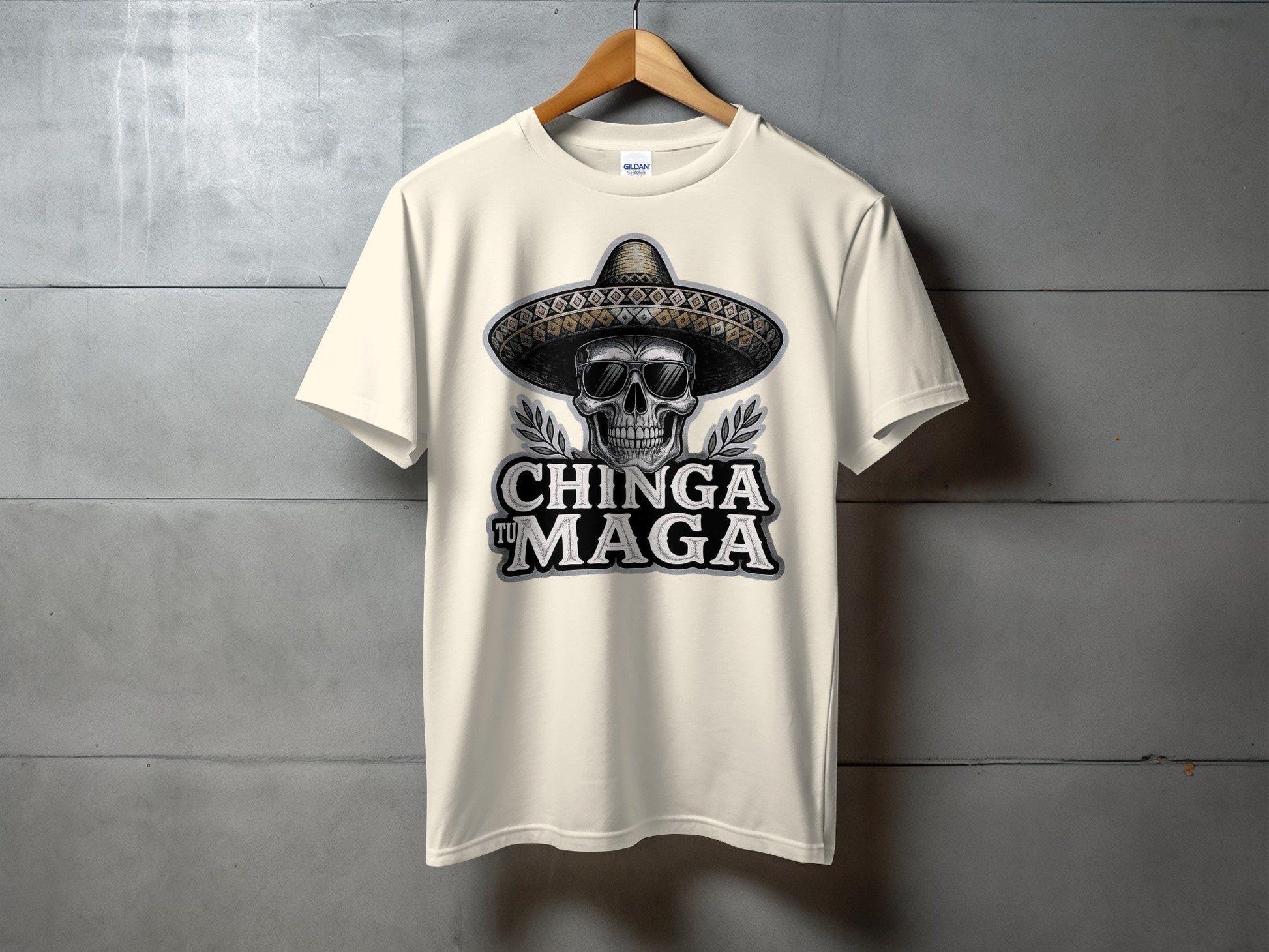 Chinga Tu Maga Skull Design Graphic T-shirt product