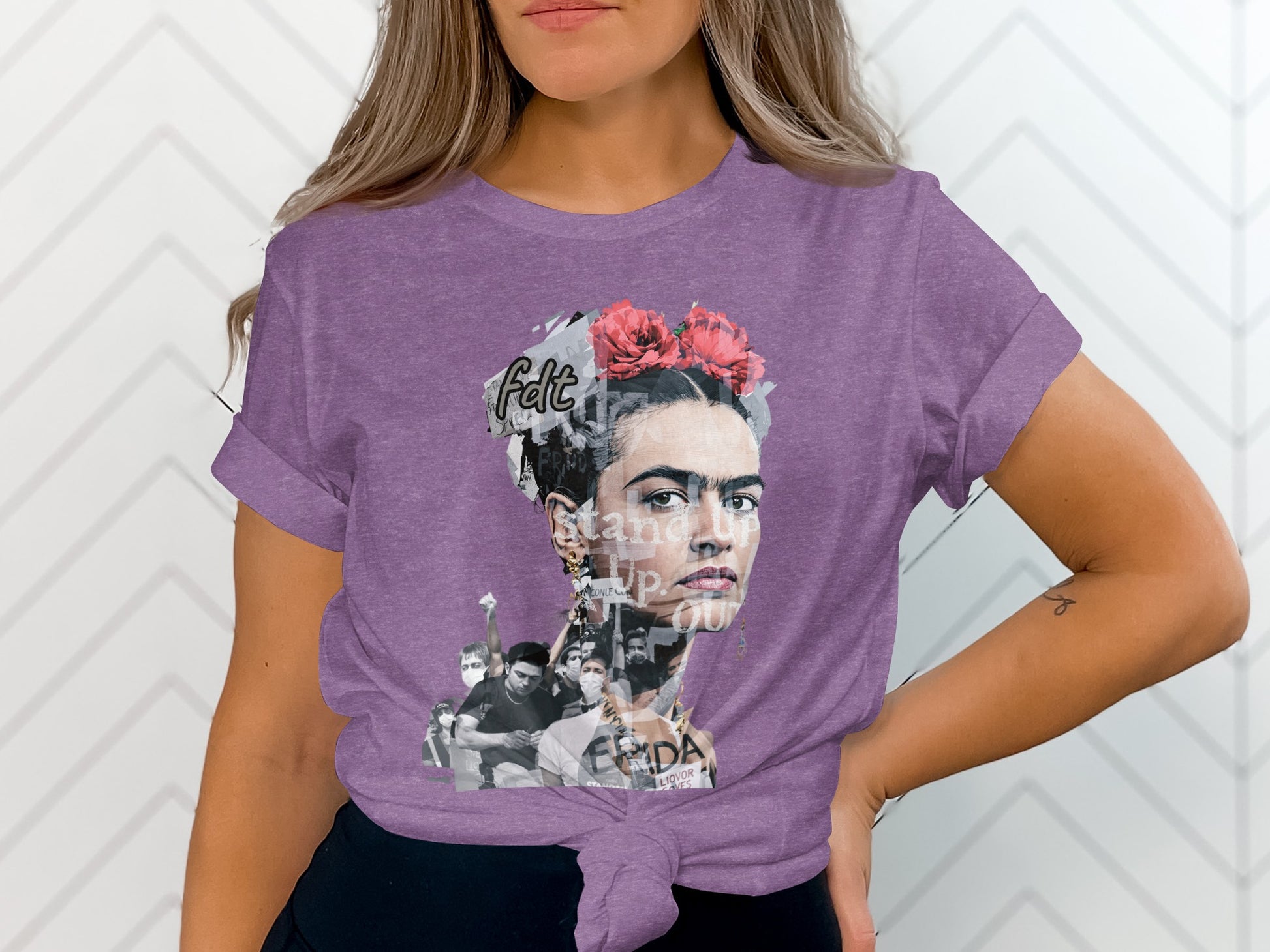 Frida Kahlo Graphic T-Shirt with Floral Art product