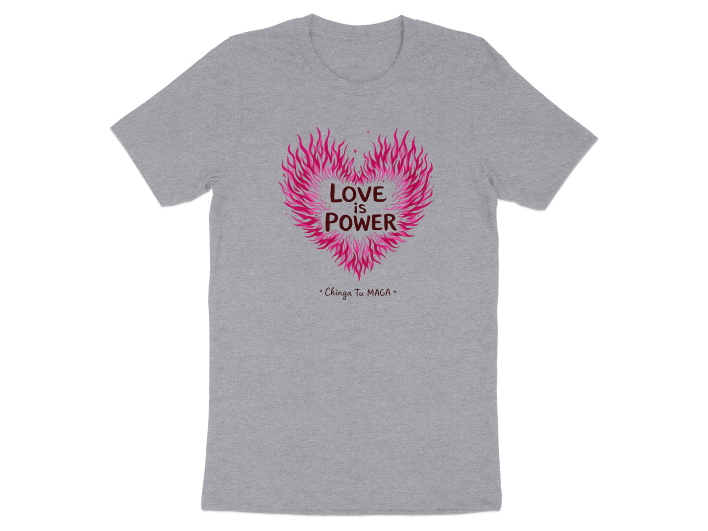 Love is Power Heart Design Grey T-Shirt