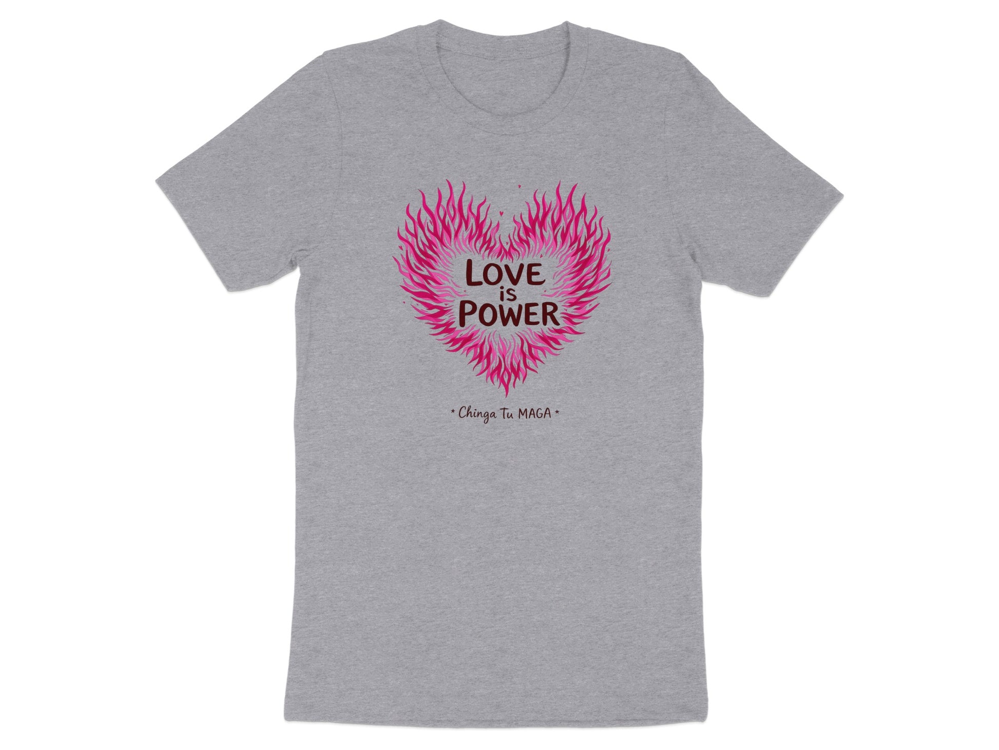 Love is Power Heart Design Grey T-Shirt