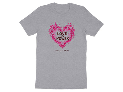 Love is Power Heart Design Grey T-Shirt