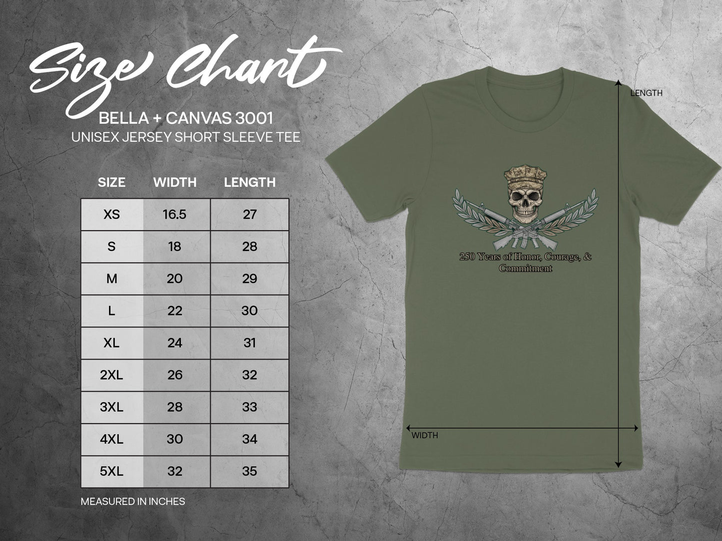 Skull and Military Emblem Tee 50 Years of Honor Tradition