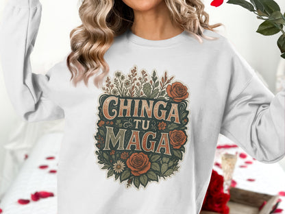 Floral Design Chinga Tu Maga Graphic Sweatshirt product