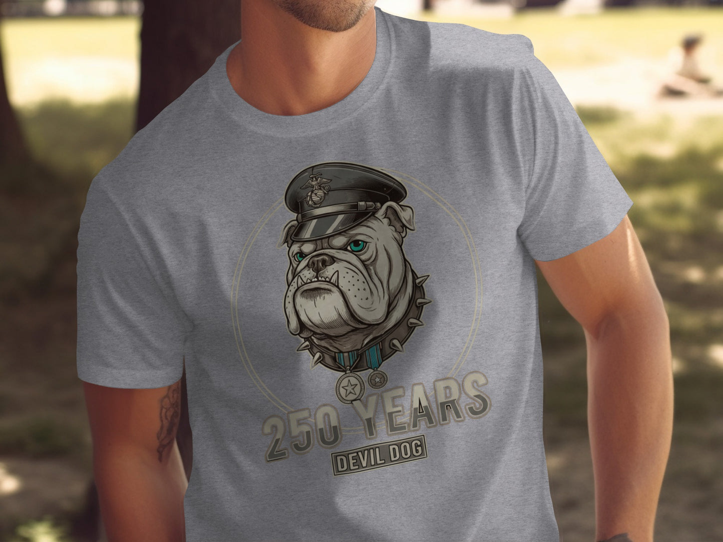 250 Years Devil Dog Bulldog Graphic T-Shirt