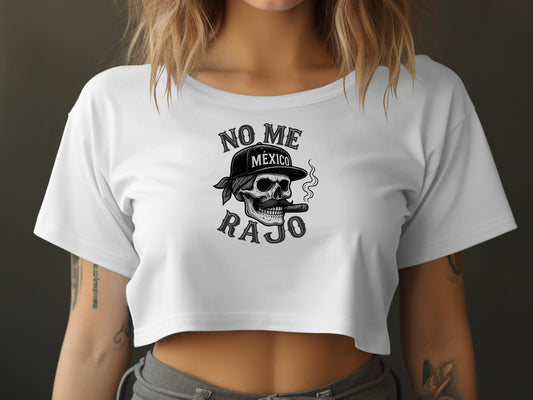 No Me Rajo Skull with Hat Smoking Print crop top product