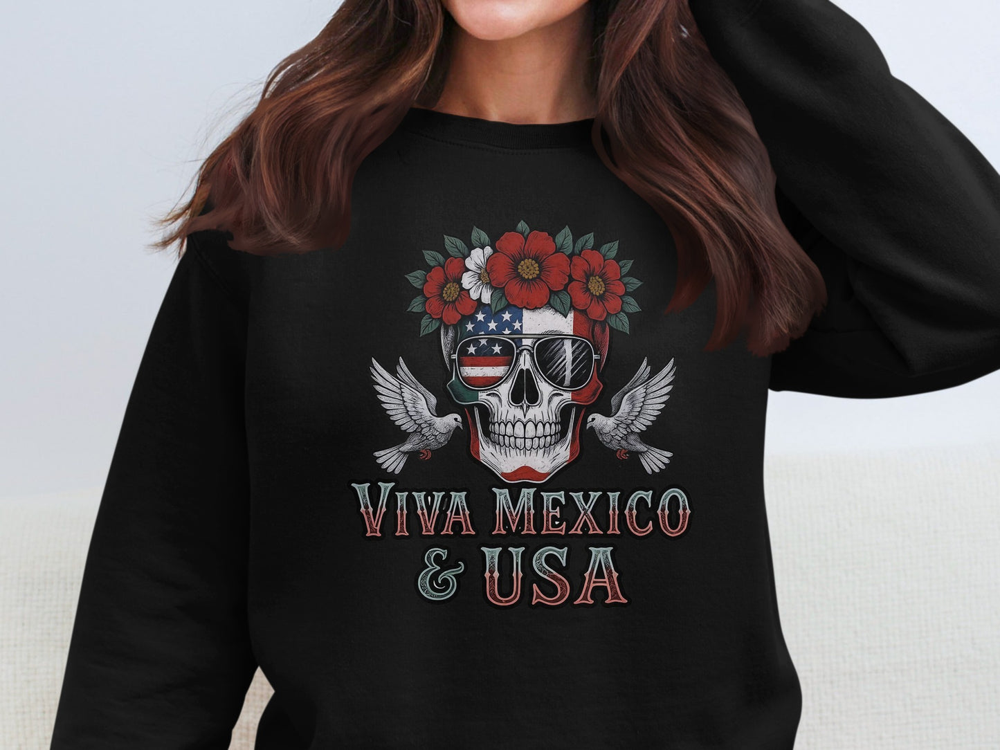 Viva Mexico & USA Skull Design Sweatshirt product