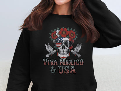 Viva Mexico & USA Skull Design Sweatshirt product