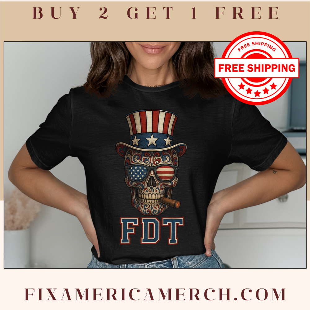 Buy 2 Get 1 Free Skull Head USA Unisex T-shirt product type