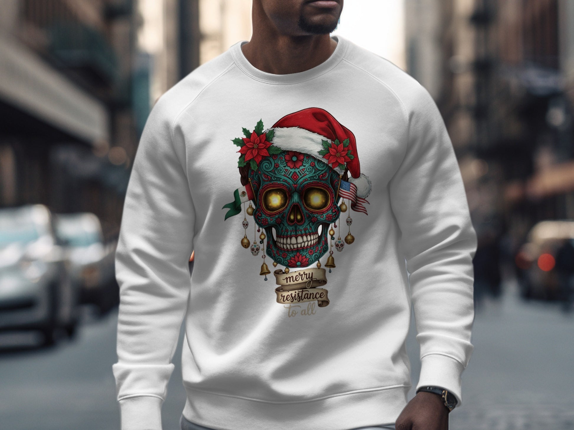 Christmas Skull Design Merry Resistance to All Sweatshirt