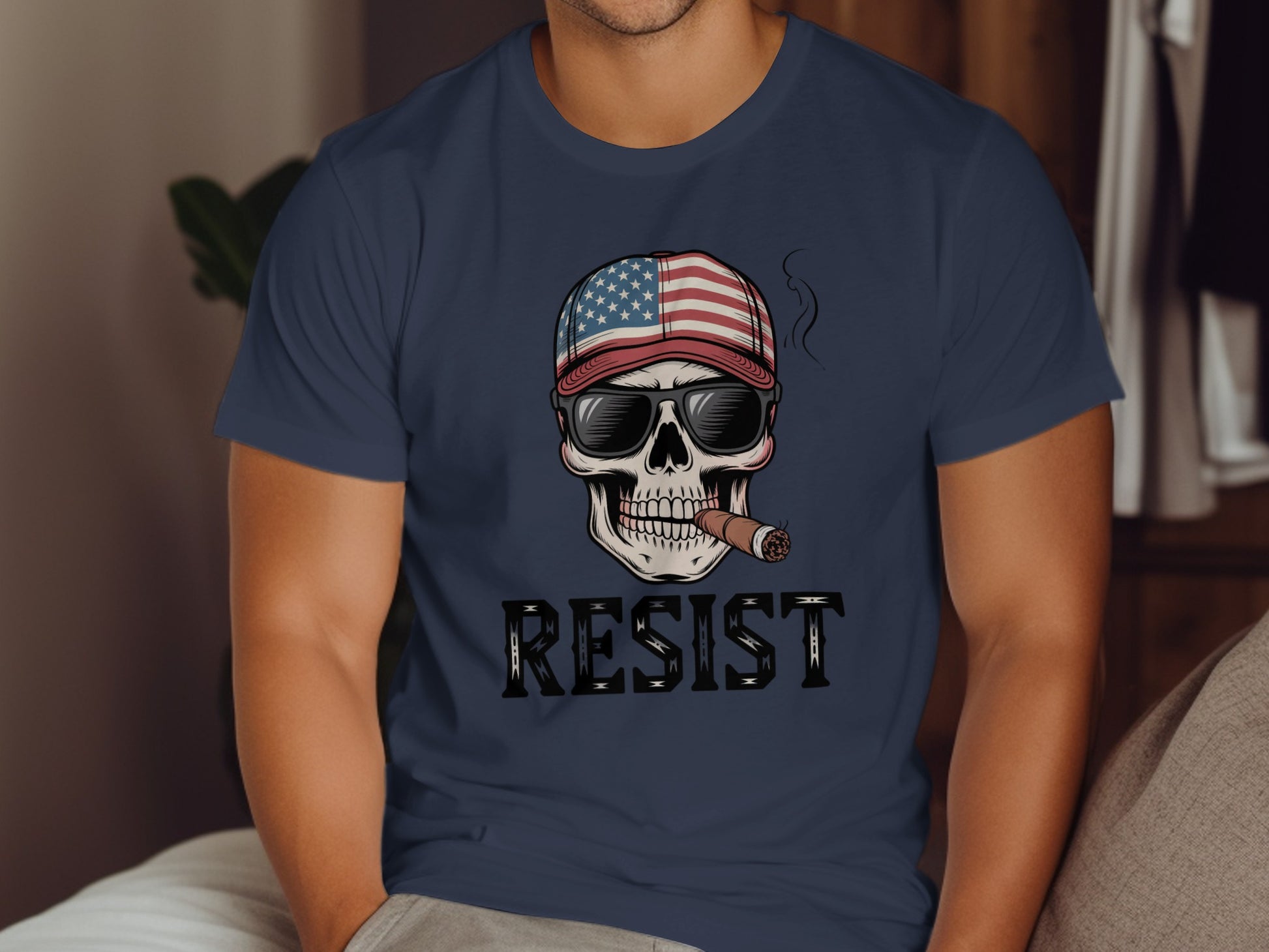 Patriotic Skull with Sunglasses Resist Shirt product type