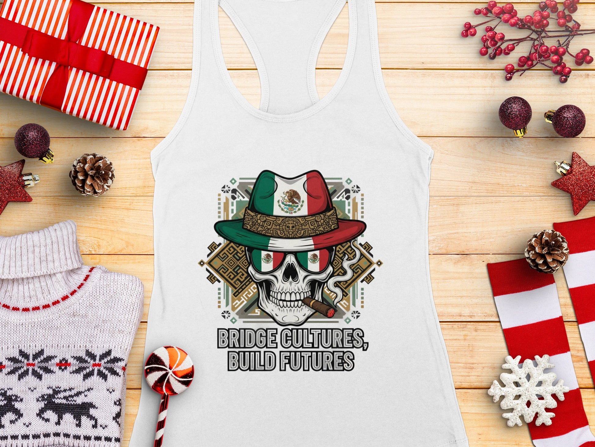 Bridge Cultures Build Futures Skull Tank Top