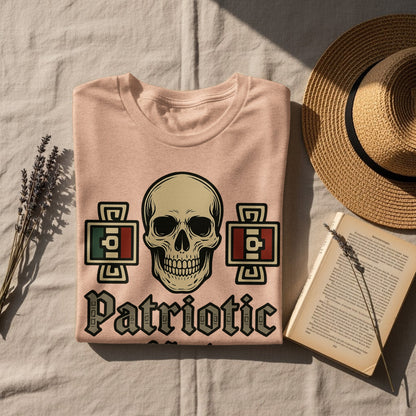 Patriotic Skull with Abstract Design Graphic Tee