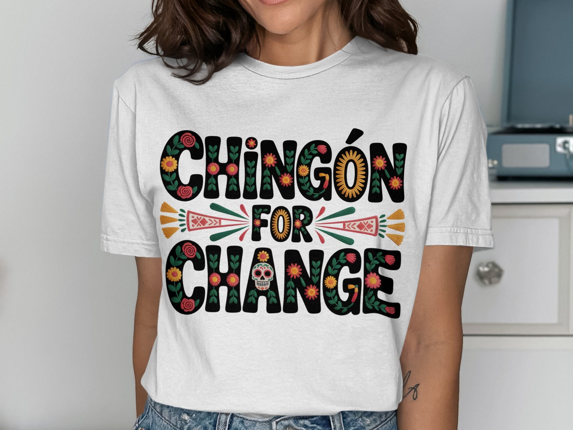 Chingón For Change T-shirt with Floral Design product